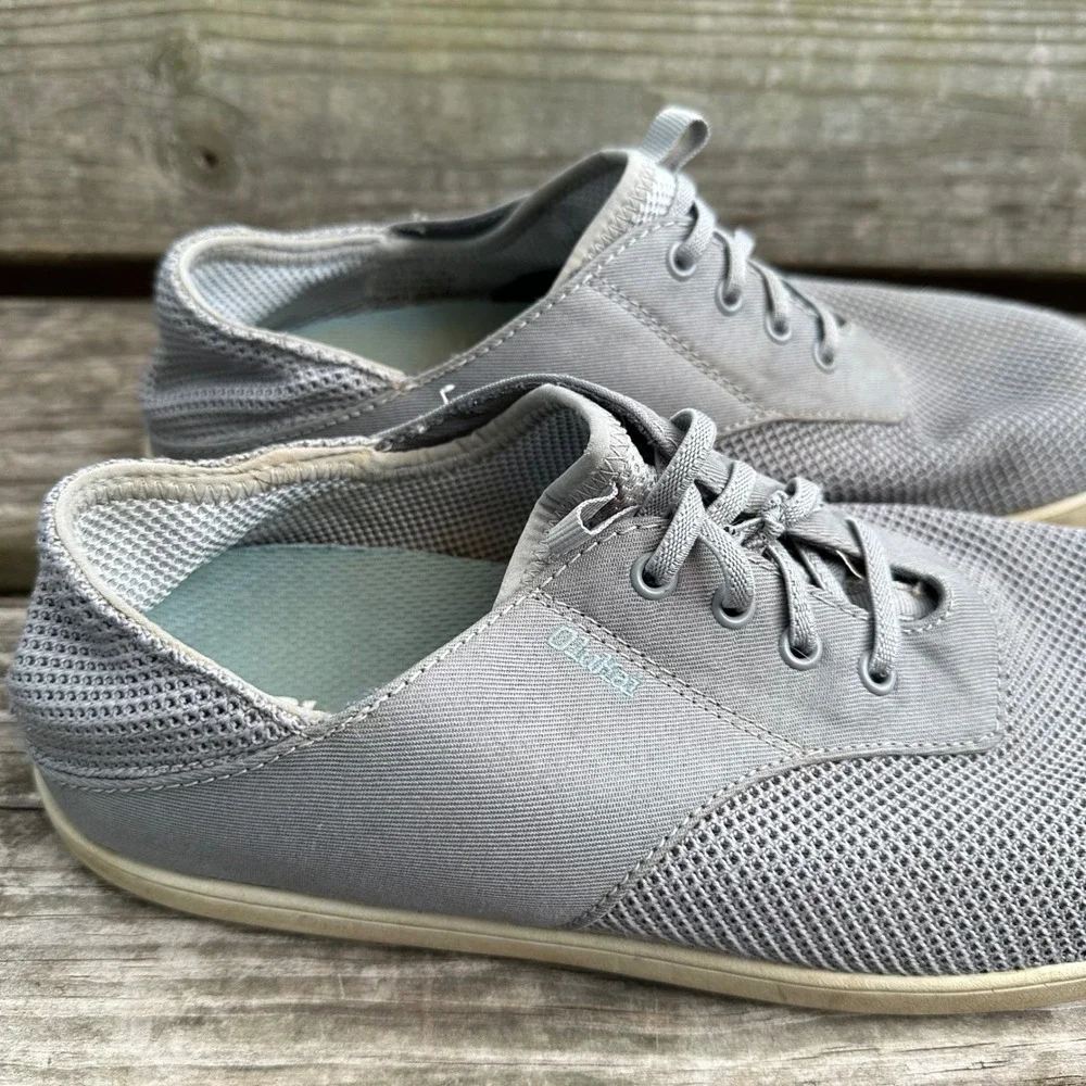 OluKai Nohea Moku Mens Fog Gray Mesh Boat Shoe Sneakers Size 9.5 Preppy Nautical